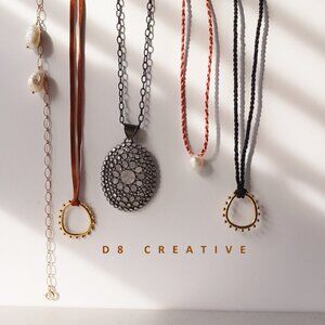 New 925 Sterling Silver black plated with Crystal stone Necklance